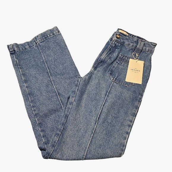 Sezane Augusto Trouser Jeans in Blue Denim Flare Size 36 US 4 - Picture 7 of 14